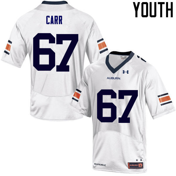 Auburn Tigers Youth Tyler Carr #67 White Under Armour Stitched College NCAA Authentic Football Jersey SAW4774FZ